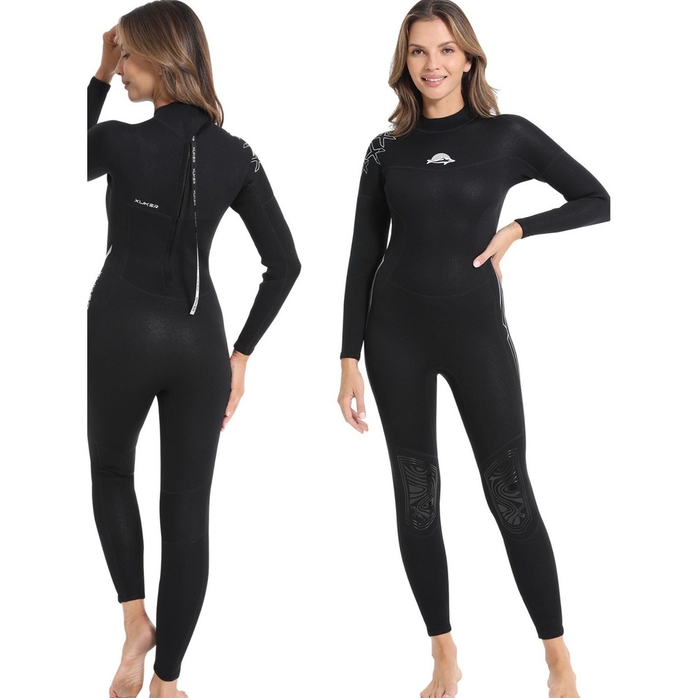 XUKER Wetsuit Women XS Black Excellent 2mm Neoprene Full Body Back Zip Surf Dive